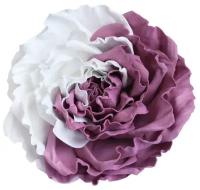 Фиолетово-белая роза заколка-брошь цветок большой 180127мп