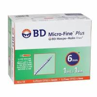 Шприц инсулиновый BD Micro-Fine Plus U-100 трехкомпонентный 1 мл 31G (0,25 мм х 6 мм), 100 шт