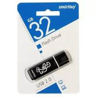 Smartbuy Флешка Smartbuy Glossy series, 32 Гб, USB2.0, чт до 25 Мб/с, зап до 15 Мб/с, черная