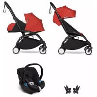 YOYO2 BABYZEN Коляска 3 в 1 с люлькой Newborn Pack, Red, Черная рама