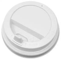 Крышка для стакана 80 мм пластиковая белая с питейником (100 шт)