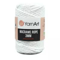 Пряжа для вязания YarnArt 'Macrame Rope 3мм' 250гр 63м (60% хлопок, 40% вискоза и полиэстер) (751 белоснежно-белый), 4 мотка