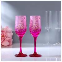 Набор свадебных бокалов «Совет да любовь», 200 мл, красно-розовый 2882220