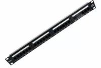 NETLAN Панель 19", 1U, 24 порта, Кат.5e, RJ45/8P8C, неэкран, черная EC-URP-24-UD2