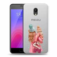 Полупрозрачный дизайнерский силиконовый чехол для Мейзу М6 / Meizu M6 Мама и дочь