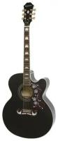 EPIPHONE EJ-200CE BLACK GLD гитара электроакустическая со стальными струнами, джамбо, цвет черный, фурнитура золотистого цвета, корпус клен, верхняя дека ель, гриф вклеенный, клен, накладка палисандр, 20 ладов, вырез, пьезозвукосниматель Shadow