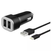 Автомобильное зарядное устройство Deppa Ultra MFI Apple Lightning, 2xUSB, 2.4A, черное (11285)