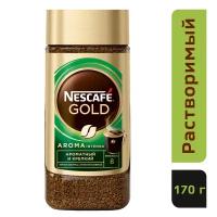 NESCAFÉ GOLD Aroma Intenso. Натуральный растворимый сублимированный кофе с добавлением натурального жареного молотого кофе, 170гр банка