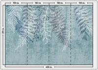 Фотообои / флизелиновые обои Белый папоротник на синем 4 x 2,7 м