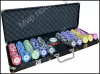 Набор для покера Monaco 500 фишек с номиналом в чёрном кейсе / Покерный набор премиум