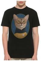 Футболка Dreamshirts Studio Котик Капитан Кирк / Звездный Путь / Стар Трек / Star Trek / Мужская Черная XL