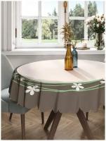 Круглая скатерть на кухонный и праздничный стол JoyArty "Круг с цветами" из сатена, диаметр 150 см