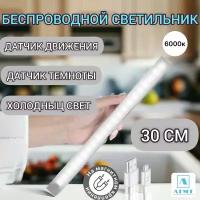 Светодиодный светильник ATMT - ночник с датчиком освещенности и движения, холодный цвет, 30 см, 6000k