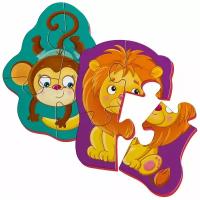 Мягкие магнитные пазлы Baby puzzle "Львенок и обезьянка" 2 картинки 8 эл