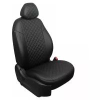 Авточехлы для Toyota Yaris 2 2005-2012 Автопилот Черный Экокожа с ромбом ta-yar-yakh-chch-r