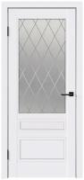 Дверное полотно Эмаль SCANDI 3V 700х2000 цвет Белый стекло ромб Мателюкс левое