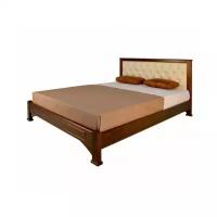 Кровать двуспальная "Омега" деревянная с мягкой спинкой