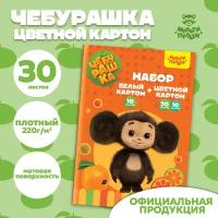 Набор белого немел. картона 10л. и цв. немел.картона 20л., 10цв., А4, Мульти-Пульти, в папке "Чебурашка"