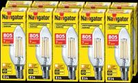 Светодиодная лампа Navigator 80 534, 7 Вт, свеча Е14, теплый свет 2700К, упаковка 10 шт