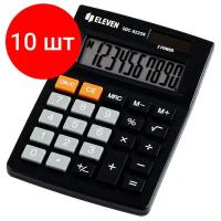 Комплект 10 шт, Калькулятор настольный Eleven SDC-022SR, 10 разрядов, двойное питание, 88*127*23мм, черный