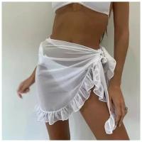Парео, пляжная накидка, прозрачная юбка, туника, мини юбка