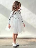 Платье для девочки нарядное бушон ST51, цвет белый (122-128)