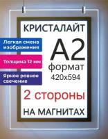 Тонкая панель световая светодиодная кристалайт двусторонняя подвесная формат А2