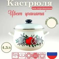 Кастрюля эмалированная с крышкой посуда для кухни 4,5л