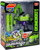 Трансформер 2в1 BONDIBOT Bondibon, робот-строит. техника (гусеничный экскаватор), BOX 28,5x23x9,5 см, цвет зелёный, арт.04. ВВ5934