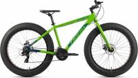 Велосипед fat-bike, фэтбайк HORH BUBBLE 26" (2023), ригид, взрослый, мужской, алюминиевая рама, оборудование Shimano Tourney, 21 скорость, дисковые механические тормоза, цвет Green, зеленый цвет, размер рамы 17", для роста 170-180 см