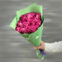 Букет из 11 розовых роз 40см в упаковке