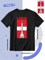 Футболка SMAIL-P флаг Латвии-Latvia и достопримечательность, размер 8XL, черный