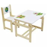 Комплект растущей детской мебели Polini "Eco 400 SM", "Дино 2", 68х55 см, белый-натуральный