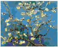 Картина по номерам, "Живопись по номерам", 48 x 60, ARTH-AH165, Винсент Ван Гог, ветки миндаля, цветение дерева, небо, яркий цвет
