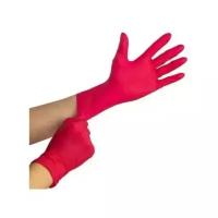 Перчатки нитриловые Wally Plastic, размер S, 50 пар, розовые + 50 штук масок в подарок