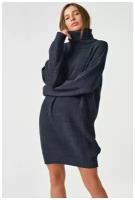 FLY Платье-свитер вязаное теплое короткое джинсовый меланж 48-50 р