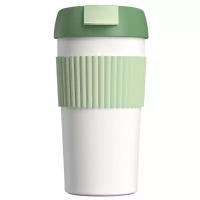 Термостакан-непроливайка KissKissFish Rainbow Vacuum Coffee Tumbler, green/white