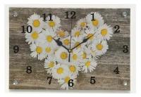 Часы-картина настенные, серия: Цветы, "Ромашки в форме сердца", 25 х 35 см 1222552