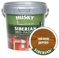 HUSKY SIBERIAN Эко-Лазурь для дерева полуматовая тиковое дерево (0,9л)