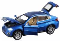Машинка металлическая Автопанорама 1:32, BMW X6, синий, инерция, свет, звук, открываются двери, капот и багажник (JB1251394)