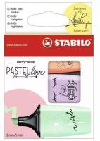 Stabilo Набор маркеров-выделителей "Boss Mini Pastellove", 3 цвета, мятный, лавандовый, персиковый