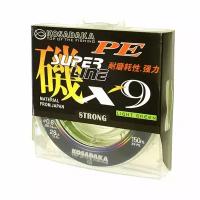 Шнур плетен. Kosadaka "SUPER LINE PE X9" 150м, цв. light green; 0.30мм; 25.8кг