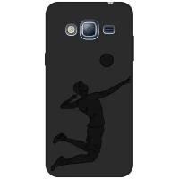 Матовый чехол Volleyball для Samsung Galaxy J3 (2016) / Самсунг Джей 3 2016 с эффектом блика черный