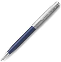 Ручки шариковые подарочные Ручка шариковая Parker "Sonnet Sand Blasted Metal&Blue Lacquer" черная, 1,0мм, поворот подар. уп