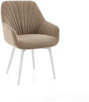 Кресло Софи, DecoLine, каркас белый, велюр искусственный, тк. коллекции Nella бежевый 114