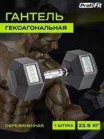 Гантель гексагональная обрезиненная (22.5 кг), Profi-Fit