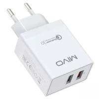 Сетевое зарядное устройство MIVO MP-321Q (18W, Quick Charge 3.0, 2xUSB)