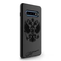 Черный силиконовый чехол Samsung Galaxy S10 Plus Черный лаковый Герб для Самсунг Галакси С10 Плюс Противоударный