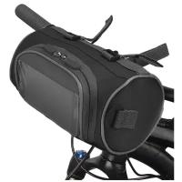 Водонепроницаемая велосипедная сумка с креплением на руль, отделением для сенсорного экрана и плечевым ремнем, черная