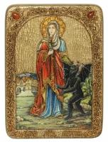 Икона аналойная Святая великомученица Марина (Маргарита) Антиохийская на мореном дубе 21*29 см 999-RTI-637m